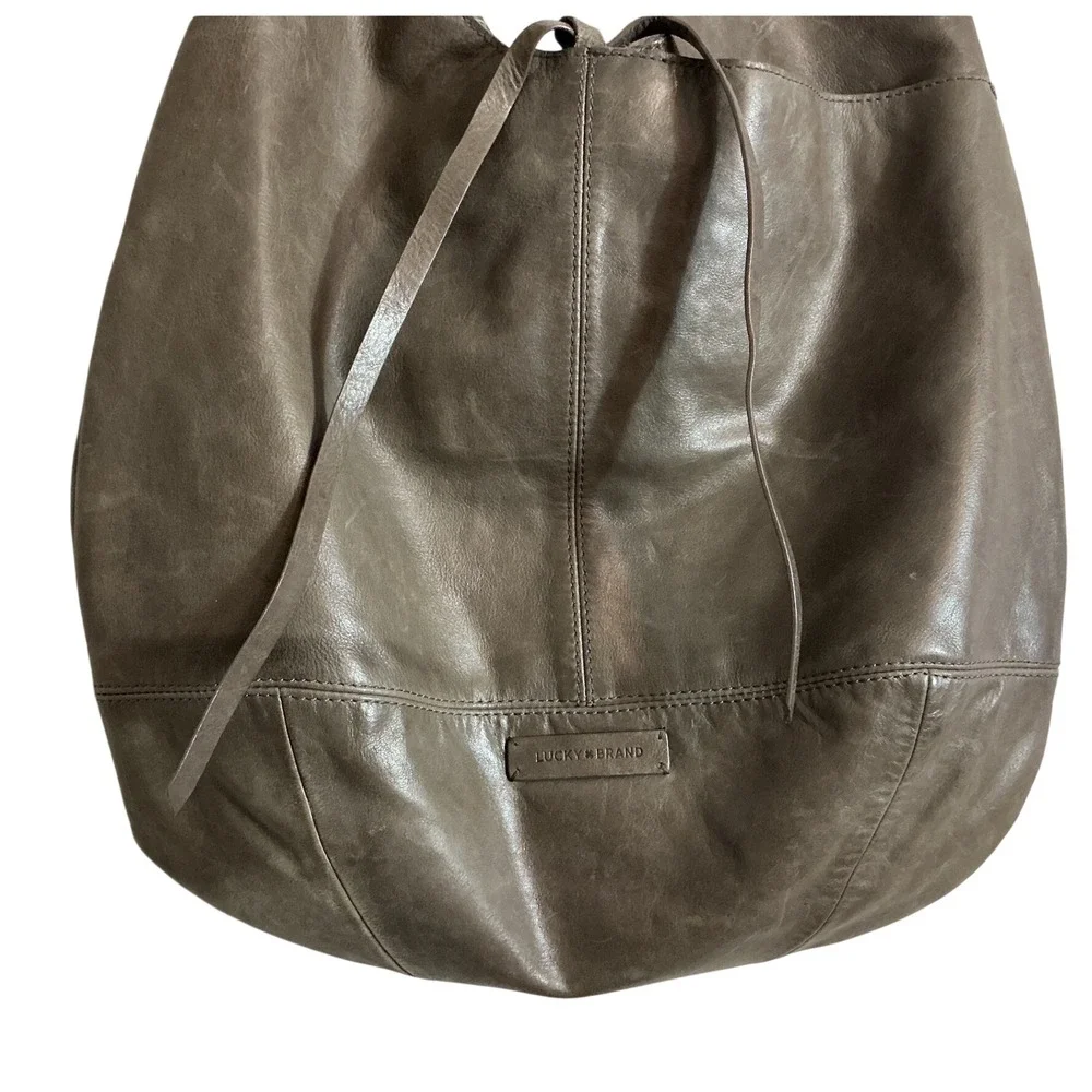 Lucky Brand Sage Green Leather Smooth Grain Mia Hobo Bag